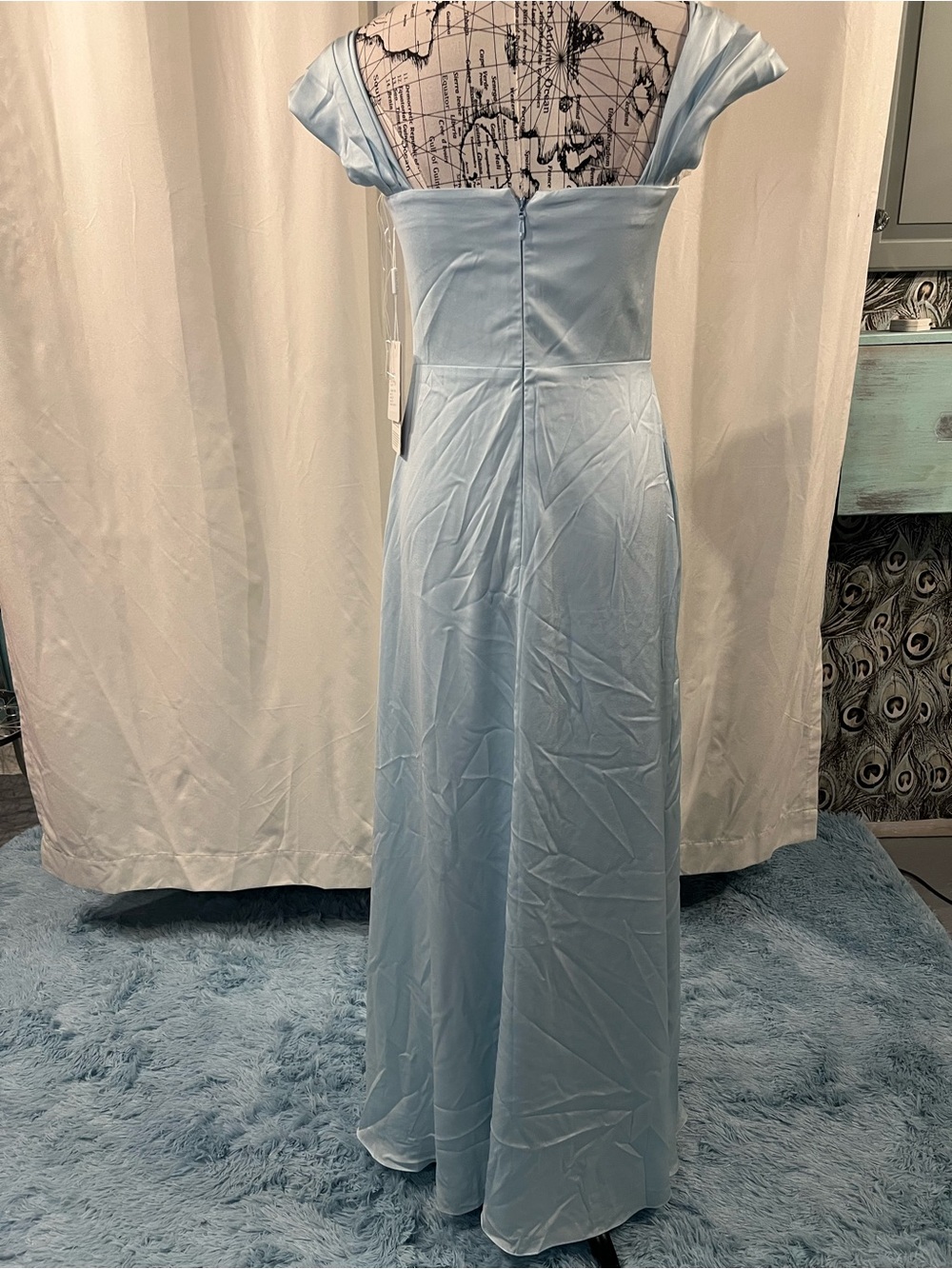 Stacees Off-Shoulder Light Blue Bridesmaid Formal Gown - Picture 9 of 12